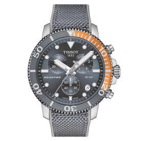 Tissot Seastar 1000 quartz szürke és narancs szövet szíjas chronograph búváróra T1204171708101