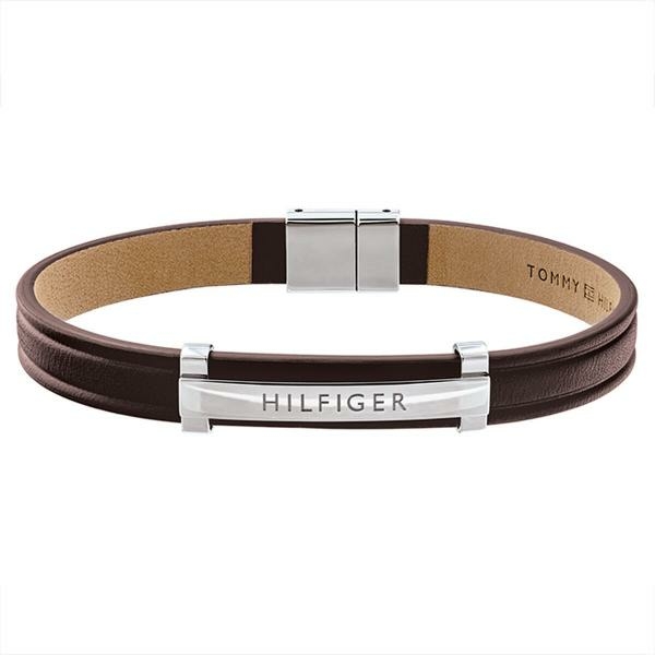 Tommy Hilfiger Barna bőr férfi karkötő Hilfiger felirattal 2790159