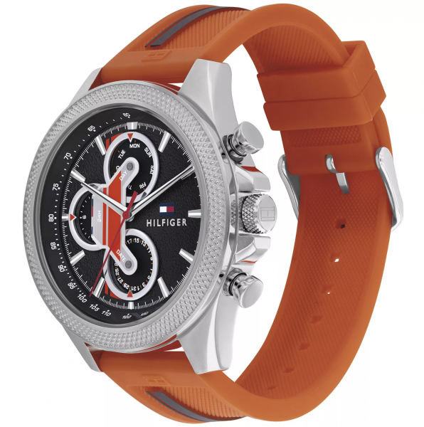 Tommy Hilfiger Clark narancssárga szilikonszíjas férfi óra 1792084