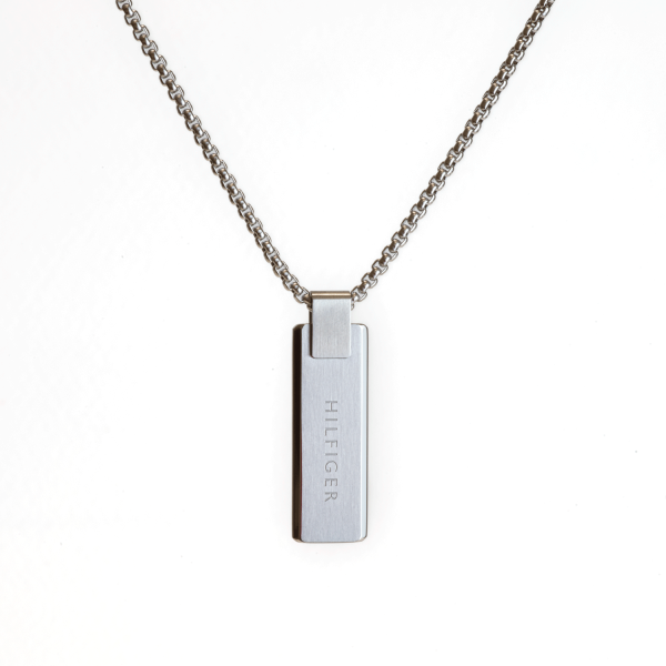 Tommy Hilfiger Ezüst színű férfi nyaklánc lapos medállal 2790392