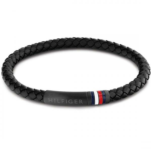 Tommy Hilfiger Fekete bőr karkötő fekete mágneskapoccsal 2790403