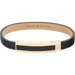 Tommy Hilfiger Fekete bőr karkötő rozé színű hilfiger mágneskapoccsal 2790399