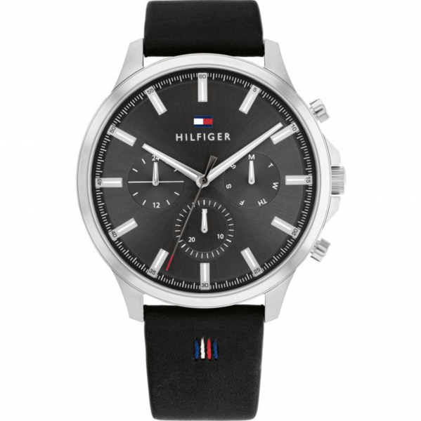 Tommy Hilfiger Ryder fekete bőr szíjas férfi óra 1710495