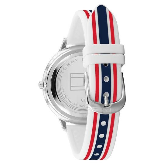 Tommy Hilfiger Samantha ezüst számlapos fehér szilikon szíjas női óra 1782498