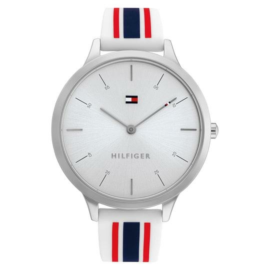 Tommy Hilfiger Samantha ezüst számlapos fehér szilikon szíjas női óra 1782498