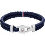 Tommy Hilfiger Sötétkék fonott kétsoros bőr karkötő hilfiger logóval 2790362