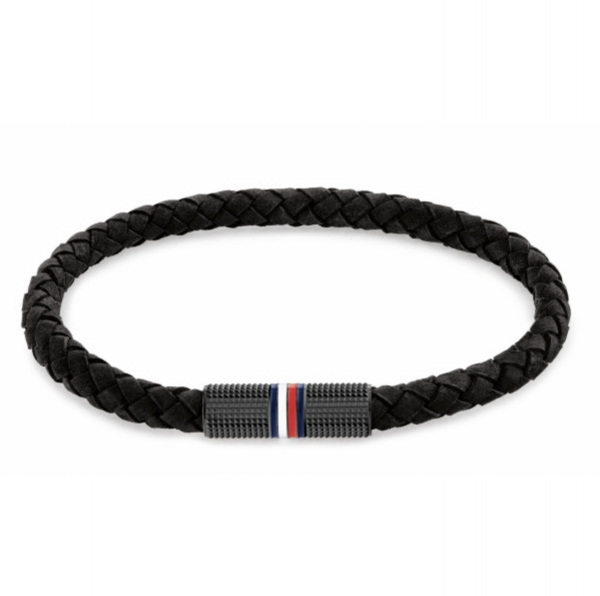 Tommy Hilfiger Végtelen fonat fekete bőr karkötő 2790459