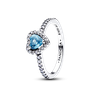 Pandora ékszer Halvány kék kiemelt szív ezüst gyűrű