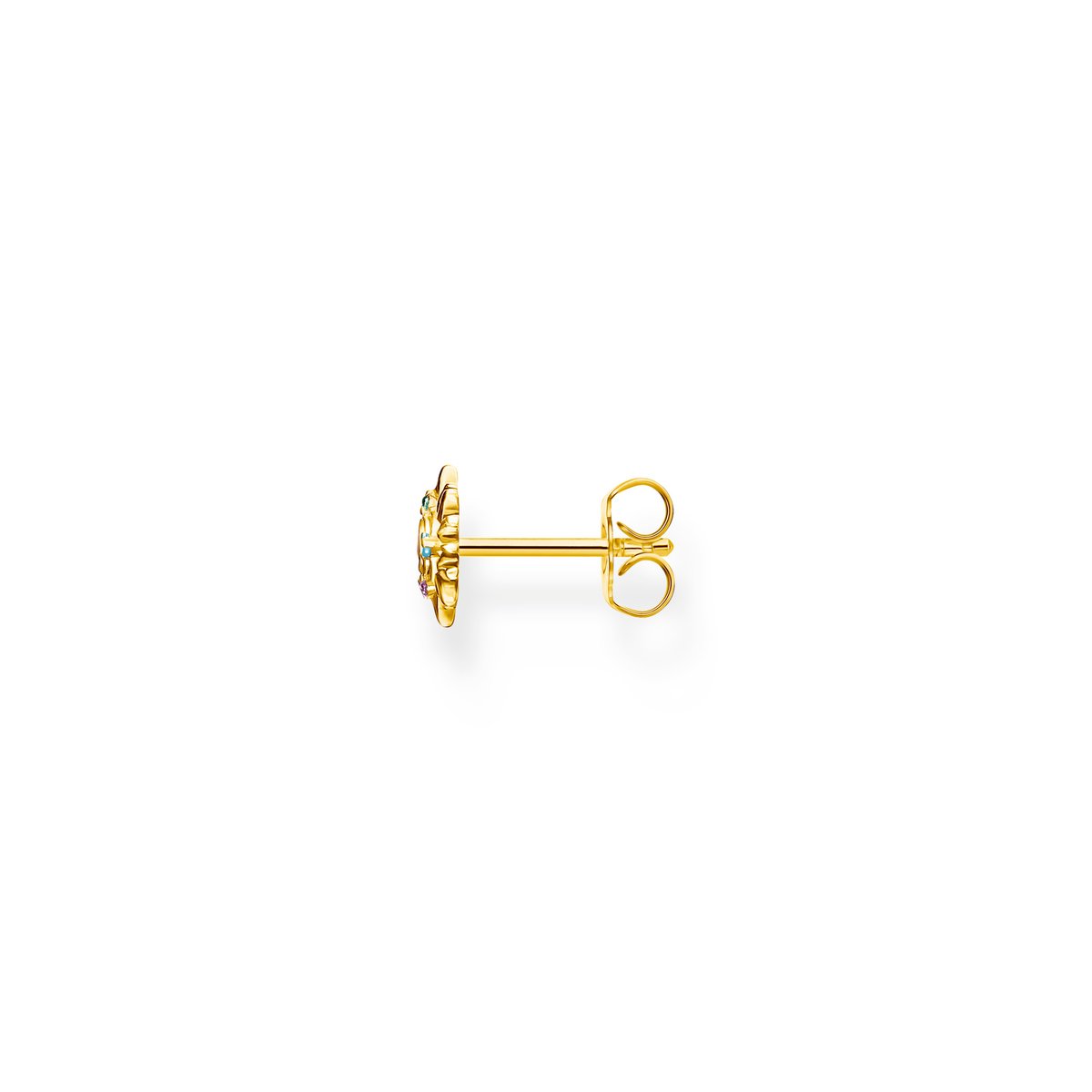 Thomas Sabo Orecchino Singolo Sole – Argento Sterling 925 Placcato Oro Con Pietre Colorate – Gioiello Festival Donna