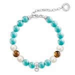 Thomas Sabo Türkiz tenyésztett gyöngy tigrisszem charm karkötő X0224-951-17-L18.5