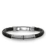 Thomas Sabo Bőr karkötő fekete kereszttel 