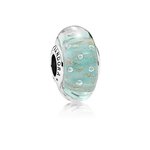 Pandora ékszer Mentaszínű csillámló üveg charm 791669