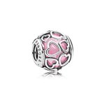 Pandora ékszer Szívekbe zárva rózsaszín ezüst charm 792036PCZ