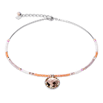 Coeur de Lion Szürke fehér korall nyaklánc rozé swarovski medállal 4962/10-1002