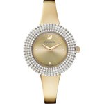 Swarovski Crystal rozé pezsgő bőr szíjas óra 5484045
