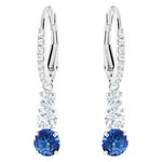 Swarovski Attract Trilogy ezüst színű függő fülbevaló kék swarovski kristállyal 5416154