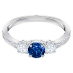 Swarovski Attract Trilogy ezüst színű gyűrű kék swarovski kristállyal 