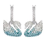 Swarovski Ikonikus hattyú fülbevaló fehér kék swarovski kristályokkal 5512577