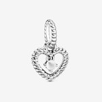 Pandora ékszer Tejfehér gyöngyös szív függő ezüst charm 798854C04