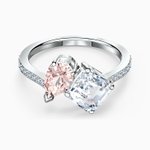 Swarovski Ezüst színű gyűrű fehér és rózsaszín kristállyal 