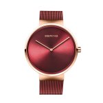 Bering Classic bordó női óra rozé tokkal 14539-363