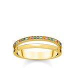 Thomas Sabo Dupla aranyozott ezüst gyűrű színes kövekkel 