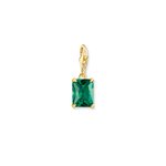 Thomas Sabo Aranyozott charm zöld kővel 1869-472-6