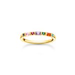Thomas Sabo Aranyozott ezüst gyűrű színes kövekkel 