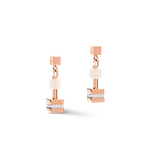 Coeur de Lion GeoCUBE rozé kocka függő fülbevaló rózsakvarccal 5058/21-1910