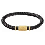 Tommy Hilfiger Fekete bőr arany színű kapcsos karkötő 2790082