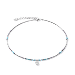 Coeur de Lion Aqua kék ezüst színű nyaklánc hematittal és swarovski kristályokkal 5032/10-2000