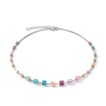 Coeur de Lion GeoCUBE ezüst rozé színű multikolor nyaklánc swarovski kristállyal 5062/10-1578