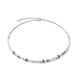 Coeur de Lion Finom gyöngyök és kocka ezüst színű lila bézs hematit szintetikus tigrisszem nyaklánc swarovski kristállyal 5045/10-0836