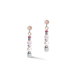 Coeur de Lion Finom gyöngyök és kocka ezüst színű lila bézs függő fülbevaló swarovski kristállyal 5045/21-0836