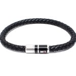 Tommy Hilfiger Fekete fonott férfi bőr karkötő 2790293