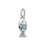 Pandora ékszer Kék hal függő ezüst charm 799428C01