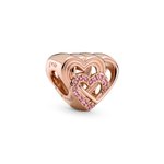 Pandora ékszer Összefonódott szerelmes szívek rozé charm 789529C01