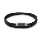 Tommy Hilfiger Duplasoros fonott fekete férfi karkötő mágneskapoccsal 2790327