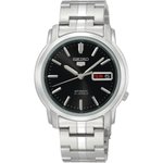 Seiko SEIKO 5 ezüst szíjas fekete számlapos automata férfi óra SNKK71K1