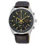 Seiko Barna bőr szíjas zöld számlapos kronográf férfi óra SSB385P1