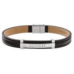 Tommy Hilfiger Fekete bőr férfi karkötő logóval 2790161