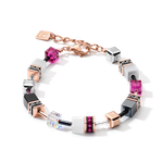 Coeur de Lion GeoCUBE rozé fehér ciklámen karkötő 4013/30-0400