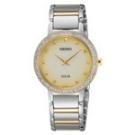 Seiko Solar arany színű női óra Swarovski kristállyal SUP448P1