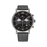 Tommy Hilfiger Evan fekete bőr szíjas dual time férfi óra 1710395
