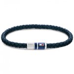 Tommy Hilfiger Kék fonott bőr férfi karkötő mágneszárral 2790294