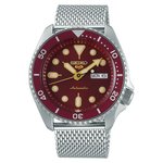 Seiko 5 Sports ezüst színű bordó számlapos férfi óra SRPD69K1