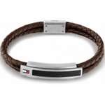 Tommy Hilfiger Dupla soros barna bőr mágneskapcsos férfi karkötő 2790355