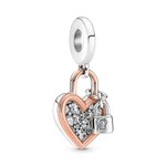 Pandora ékszer Kéttónusú szív lakattal függő charm 780087C01
