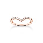 Thomas Sabo V formájú rozé arannyal bevont ezüst gyűrű cirkóniával 