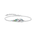 Thomas Sabo Állítható ezüst karkötő színes köves levéllel SCA150235